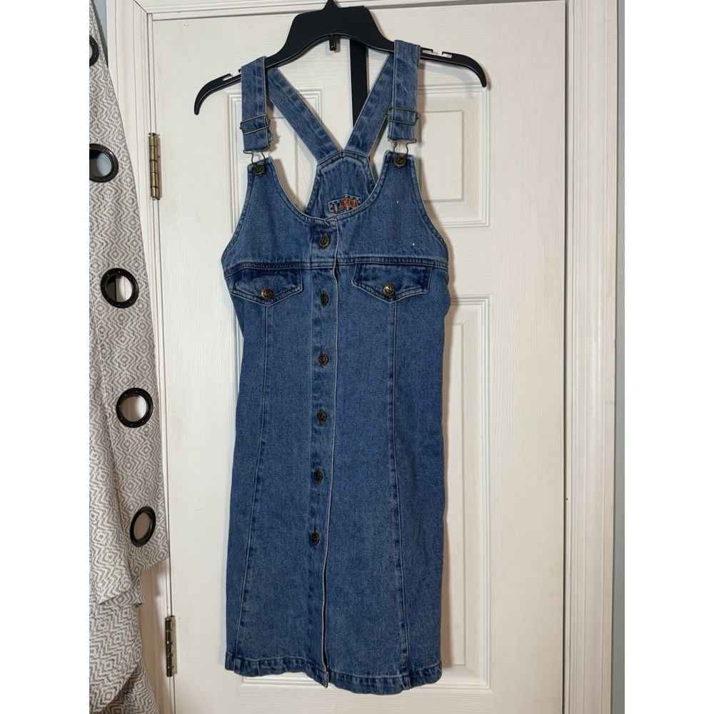 Kalifornia Denim Blue Button Up Overall Dress Size 5/6